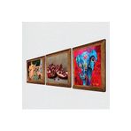 Pinecone Fil, İki Müzisyen Kız Tablosu, Nar Taş Duvar Tablosu - Ahşap Çerçeveli Taş Tablo - 25x25 cm - 3 Parça Set - Dekoratif Duvar Sanatı - Modern Ev ve Ofis Duvar Dekoru W3-1495