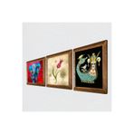 Pinecone Fil, Lale Ebru Sanatı, Şahmeran Taş Duvar Tablosu - Ahşap Çerçeveli Taş Tablo - 25x25 cm - 3 Parça Set - Dekoratif Duvar Sanatı - Modern Ev ve Ofis Duvar Dekoru W3-671