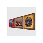 Pinecone Fil, Nazar, Nar Taş Duvar Tablosu - Ahşap Çerçeveli Taş Tablo - 25x25 cm - 3 Parça Set - Dekoratif Duvar Sanatı - Modern Ev ve Ofis Duvar Dekoru W3-1614