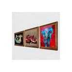 Pinecone Fil, Şahmeran, Nar Taş Duvar Tablosu - Ahşap Çerçeveli Taş Tablo - 25x25 cm - 3 Parça Set - Dekoratif Duvar Sanatı - Modern Ev ve Ofis Duvar Dekoru W3-1009