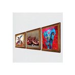 Pinecone Fil, Semazen, Nar Taş Duvar Tablosu - Ahşap Çerçeveli Taş Tablo - 25x25 cm - 3 Parça Set - Dekoratif Duvar Sanatı - Modern Ev ve Ofis Duvar Dekoru W3-886