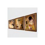 Pinecone Gustav Klimt Altın Gözyaşları, Anne Çocuk, Öpücük Taş Duvar Tablosu - Ahşap Çerçeveli Taş Tablo - 25x25 cm - 3 Parça Set - Dekoratif Duvar Sanatı - Modern Ev ve Ofis Duvar Dekoru W3-83