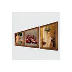 Pinecone Gustav Klimt Altın Gözyaşları, İki Müzisyen Kız, Nar Taş Duvar Tablosu - Ahşap Çerçeveli Taş Tablo - 25x25 cm - 3 Parça Set - Dekoratif Duvar Sanatı - Modern Ev ve Ofis Duvar Dekoru W3-1466