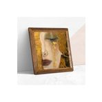 Pinecone Gustav Klimt Altın Gözyaşları Taş Duvar Tablosu - Ahşap Çerçeveli Taş Tablo - 25x25 cm - Dekoratif Duvar Sanatı - Modern Ev ve Ofis Duvar Dekoru W1-27