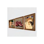 Pinecone Gustav Klimt Anne Çocuk, İki Müzisyen Kız Tablosu, Nar Taş Duvar Tablosu - Ahşap Çerçeveli Taş Tablo - 25x25 cm - 3 Parça Set - Dekoratif Duvar Sanatı - Modern Ev Duvar Dekoru W3-1465