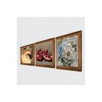 Pinecone Gustav Klimt Anne Çocuk, Kelebekli Çiçek, Nar Taş Duvar Tablosu - Ahşap Çerçeveli Taş Tablo - 25x25 cm - 3 Parça Set - Dekoratif Duvar Sanatı - Modern Ev ve Ofis Duvar Dekoru W3-1133