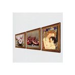 Pinecone Gustav Klimt Anne Çocuk, Kelebekli Çiçek, Nar Taş Duvar Tablosu - Ahşap Çerçeveli Taş Tablo - 25x25 cm - 3 Parça Set - Dekoratif Duvar Sanatı - Modern Ev ve Ofis Duvar Dekoru W3-1212