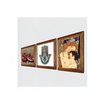 Pinecone Gustav Klimt Anne Çocuk, Nar, Fatma Ana Eli (Hamsa) Taş Duvar Tablosu - Ahşap Çerçeveli Taş Tablo - 25x25 cm - 3 Parça Set - Dekoratif Duvar Sanatı - Modern Ev ve Ofis Duvar Dekoru W3-713
