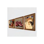 Pinecone Gustav Klimt Anne Çocuk, Satranç Oyunu, Nar Taş Duvar Tablosu - Ahşap Çerçeveli Taş Tablo - 25x25 cm - 3 Parça Set - Dekoratif Duvar Sanatı - Modern Ev ve Ofis Duvar Dekoru W3-1586
