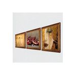 Pinecone Gustav Klimt, Da Vinci, Nar Taş Duvar Tablosu - Ahşap Çerçeveli Taş Tablo - 25x25 cm - 3 Parça Set - Dekoratif Duvar Sanatı - Modern Ev ve Ofis Duvar Dekoru W3-1361