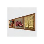 Pinecone Gustav Klimt Hayat Ağacı, Satranç Oyunu, Nar Taş Duvar Tablosu - Ahşap Çerçeveli Taş Tablo - 25x25 cm - 3 Parça Set - Dekoratif Duvar Sanatı - Modern Ev ve Ofis Duvar Dekoru W3-1584