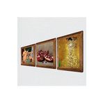 Pinecone Gustav Klimt, İki Müzisyen Kız, Nar Taş Duvar Tablosu - Ahşap Çerçeveli Taş Tablo - 25x25 cm - 3 Parça Set - Dekoratif Duvar Sanatı - Modern Ev ve Ofis Duvar Dekoru W3-1507