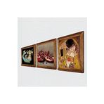 Pinecone Gustav Klimt Öpücük, Şahmeran, Nar Taş Duvar Tablosu - Ahşap Çerçeveli Taş Tablo - 25x25 cm - 3 Parça Set - Dekoratif Duvar Sanatı - Modern Ev ve Ofis Duvar Dekoru W3-965