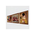 Pinecone Gustav Klimt Öpücük, Satranç Oyunu, Nar Taş Duvar Tablosu - Ahşap Çerçeveli Taş Tablo - 25x25 cm - 3 Parça Set - Dekoratif Duvar Sanatı - Modern Ev ve Ofis Duvar Dekoru W3-1585