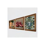 Pinecone Hayat Ağacı, İki Müzisyen Kız Tablosu, Nar Taş Duvar Tablosu - Ahşap Çerçeveli Taş Tablo - 25x25 cm - 3 Parça Set - Dekoratif Duvar Sanatı - Modern Ev ve Ofis Duvar Dekoru W3-1499