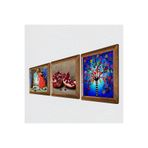 Pinecone Hayat Ağacı, Kaplumbağa Terbiyecisi, Nar Taş Duvar Tablosu - Ahşap Çerçeveli Taş Tablo - 25x25 cm - 3 Parça Set - Dekoratif Duvar Sanatı - Modern Ev ve Ofis Duvar Dekoru W3-1537