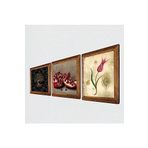 Pinecone Hayat Ağacı, Lale Ebru Sanatı, Nar Taş Duvar Tablosu - Ahşap Çerçeveli Taş Tablo - 25x25 cm - 3 Parça Set - Dekoratif Duvar Sanatı - Modern Ev ve Ofis Duvar Dekoru W3-1627