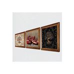 Pinecone Hayat Ağacı, Nar Taş Duvar Tablosu - Ahşap Çerçeveli Taş Tablo - 25x25 cm - 3 Parça Set - Dekoratif Duvar Sanatı - Modern Ev ve Ofis Duvar Dekoru W3-922