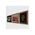 Pinecone Hayat Ağacı, Şahmeran, Nar Taş Duvar Tablosu - Ahşap Çerçeveli Taş Tablo - 25x25 cm - 3 Parça Set - Dekoratif Duvar Sanatı - Modern Ev ve Ofis Duvar Dekoru W3-992
