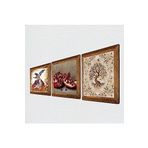 Pinecone Hayat Ağacı, Semazen, Nar Taş Duvar Tablosu - Ahşap Çerçeveli Taş Tablo - 25x25 cm - 3 Parça Set - Dekoratif Duvar Sanatı - Modern Ev ve Ofis Duvar Dekoru W3-845