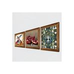 Pinecone Hayat Ağacı, Semazen, Nar Taş Duvar Tablosu - Ahşap Çerçeveli Taş Tablo - 25x25 cm - 3 Parça Set - Dekoratif Duvar Sanatı - Modern Ev ve Ofis Duvar Dekoru W3-890