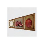 Pinecone Hilye-i Şerif, Bereket Duası, Nar Taş Duvar Tablosu - Ahşap Çerçeveli Taş Tablo - 25x25 cm - 3 Parça Set - Dekoratif Duvar Sanatı - Modern Ev ve Ofis Duvar Dekoru W3-1624
