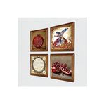 Pinecone Hilye-i Şerif, Bereket Duası, Semazen, Nar Taş Duvar Tablosu - Ahşap Çerçeveli Taş Tablo - 25x25 cm - 4 Parça Set - Dekoratif Duvar Sanatı - Modern Ev ve Ofis Duvar Dekoru W4-652