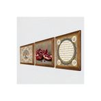 Pinecone Hilye-i Şerif, Hayat Ağacı, Nar Taş Duvar Tablosu - Ahşap Çerçeveli Taş Tablo - 25x25 cm - 3 Parça Set - Dekoratif Duvar Sanatı - Modern Ev ve Ofis Duvar Dekoru W3-905