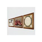 Pinecone Hilye-i Şerif, Nar, At Taş Duvar Tablosu - Ahşap Çerçeveli Taş Tablo - 25x25 cm - 3 Parça Set - Dekoratif Duvar Sanatı - Modern Ev ve Ofis Duvar Dekoru W3-1292