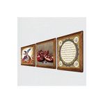 Pinecone Hilye-i Şerif, Semazen, Nar Taş Duvar Tablosu - Ahşap Çerçeveli Taş Tablo - 25x25 cm - 3 Parça Set - Dekoratif Duvar Sanatı - Modern Ev ve Ofis Duvar Dekoru W3-856