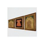 Pinecone Hırka-i Şerif, Bereket Duası, Ayet-el Kürsi Taş Duvar Tablosu - Ahşap Çerçeveli Taş Tablo - 25x25 cm - 3 Parça Set - Dekoratif Duvar Sanatı - Modern Ev ve Ofis Duvar Dekoru W3-177