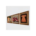 Pinecone Hırka-i Şerif, İki Müzisyen Kız Tablosu, Nar Taş Duvar Tablosu - Ahşap Çerçeveli Taş Tablo - 25x25 cm - 3 Parça Set - Dekoratif Duvar Sanatı - Modern Ev ve Ofis Duvar Dekoru W3-1494