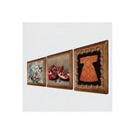 Pinecone Hırka-i Şerif, Kelebekli Çiçek, Nar Taş Duvar Tablosu - Ahşap Çerçeveli Taş Tablo - 25x25 cm - 3 Parça Set - Dekoratif Duvar Sanatı - Modern Ev ve Ofis Duvar Dekoru W3-1176