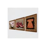 Pinecone Hırka-i Şerif, Kelebekli Çiçek, Nar Taş Duvar Tablosu - Ahşap Çerçeveli Taş Tablo - 25x25 cm - 3 Parça Set - Dekoratif Duvar Sanatı - Modern Ev ve Ofis Duvar Dekoru W3-1254