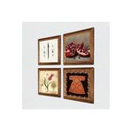 Pinecone Hırka-i Şerif, Lale, Elif, Nar Taş Duvar Tablosu - Ahşap Çerçeveli Taş Tablo - 25x25 cm - 4 Parça Set - Dekoratif Duvar Sanatı - Modern Ev ve Ofis Duvar Dekoru W4-666