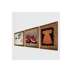 Pinecone Hırka-i Şerif, Nar, At Taş Duvar Tablosu - Ahşap Çerçeveli Taş Tablo - 25x25 cm - 3 Parça Set - Dekoratif Duvar Sanatı - Modern Ev ve Ofis Duvar Dekoru W3-1325