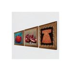 Pinecone Hırka-i Şerif, Nar Taş Duvar Tablosu - Ahşap Çerçeveli Taş Tablo - 25x25 cm - 3 Parça Set - Dekoratif Duvar Sanatı - Modern Ev ve Ofis Duvar Dekoru W3-831