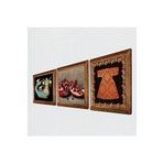Pinecone Hırka-i Şerif, Şahmeran, Nar Taş Duvar Tablosu - Ahşap Çerçeveli Taş Tablo - 25x25 cm - 3 Parça Set - Dekoratif Duvar Sanatı - Modern Ev ve Ofis Duvar Dekoru W3-1008