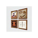 Pinecone Hırka-i Şerif, Vav, Elif, Semazen Taş Duvar Tablosu - Ahşap Çerçeveli Taş Tablo - 25x25 cm - 4 Parça Set - Dekoratif Duvar Sanatı - Modern Ev ve Ofis Duvar Dekoru W4-988