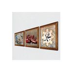 Pinecone Hz. Muhammed Lafzı, Kelebekli Çiçek, Nar Taş Duvar Tablosu - Ahşap Çerçeveli Taş Tablo - 25x25 cm - 3 Parça Set - Dekoratif Duvar Sanatı - Modern Ev ve Ofis Duvar Dekoru W3-1154