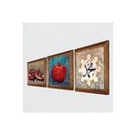Pinecone Hz. Muhammed Lafzı, Nar Taş Duvar Tablosu - Ahşap Çerçeveli Taş Tablo - 25x25 cm - 3 Parça Set - Dekoratif Duvar Sanatı - Modern Ev ve Ofis Duvar Dekoru W3-810