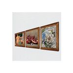 Pinecone İki Müzisyen Kız Tablosu, Kelebekli Çiçek, Nar Taş Duvar Tablosu - Ahşap Çerçeveli Taş Tablo - 25x25 cm - 3 Parça Set - Dekoratif Duvar Sanatı - Modern Ev ve Ofis Duvar Dekoru W3-1128