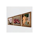Pinecone İki Müzisyen Kız Tablosu, Kelebekli Çiçek, Nar Taş Duvar Tablosu - Ahşap Çerçeveli Taş Tablo - 25x25 cm - 3 Parça Set - Dekoratif Duvar Sanatı - Modern Ev ve Ofis Duvar Dekoru W3-1207