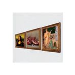 Pinecone İki Müzisyen Kız Tablosu, Leonardo da Vinci Mona Lisa, Nar Taş Duvar Tablosu - Ahşap Çerçeveli Taş Tablo - 25x25 cm - 3 Parça Set - Dekoratif Duvar Sanatı - Modern Ev Duvar Dekoru W3-1402