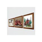 Pinecone İstanbul Ayasofya, Leonardo da Vinci At Heykeli, Nar Taş Duvar Tablosu - Ahşap Çerçeveli Taş Tablo - 25x25 cm - 3 Parça Set - Dekoratif Duvar Sanatı - Modern Ev ve Ofis Duvar Dekoru W3-1301