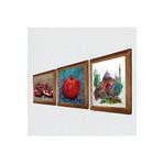 Pinecone İstanbul Ayasofya, Nar Taş Duvar Tablosu - Ahşap Çerçeveli Taş Tablo - 25x25 cm - 3 Parça Set - Dekoratif Duvar Sanatı - Modern Ev ve Ofis Duvar Dekoru W3-801