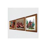 Pinecone İstanbul Ayasofya, Satranç Oyunu, Nar Taş Duvar Tablosu - Ahşap Çerçeveli Taş Tablo - 25x25 cm - 3 Parça Set - Dekoratif Duvar Sanatı - Modern Ev ve Ofis Duvar Dekoru W3-1599