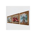 Pinecone İstanbul Galata Kulesi, Kelebekli Çiçek, Nar Taş Duvar Tablosu - Ahşap Çerçeveli Taş Tablo - 25x25 cm - 3 Parça Set - Dekoratif Duvar Sanatı - Modern Ev ve Ofis Duvar Dekoru W3-1144