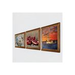 Pinecone İstanbul Kız Kulesi, Kelebekli Çiçek, Nar Taş Duvar Tablosu - Ahşap Çerçeveli Taş Tablo - 25x25 cm - 3 Parça Set - Dekoratif Duvar Sanatı - Modern Ev ve Ofis Duvar Dekoru W3-1143