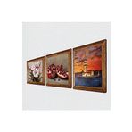 Pinecone İstanbul Kız Kulesi, Kelebekli Çiçek, Nar Taş Duvar Tablosu - Ahşap Çerçeveli Taş Tablo - 25x25 cm - 3 Parça Set - Dekoratif Duvar Sanatı - Modern Ev ve Ofis Duvar Dekoru W3-1222